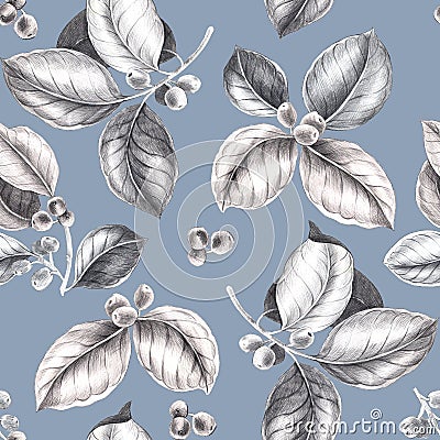 Coffee branches pattern. Stock Photo