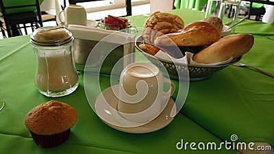 Coffee and bread breakfast Stock Photo