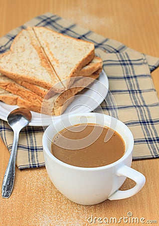 Coffee with bread breakfast Stock Photo