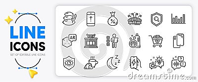Coffee break, Add products and Inspect line icons. For web app. Vector Vector Illustration