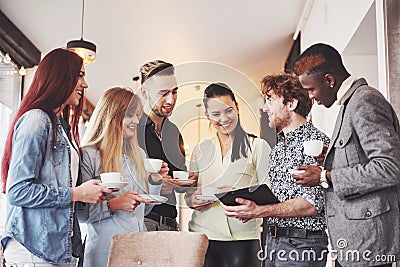 Coffee Break Business Cafe Celebration Event Party. Teamwork Brainstorming Concept Stock Photo