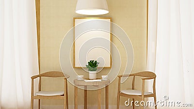 Coffee break with frame and pendent lamp -3D Rendering Stock Photo