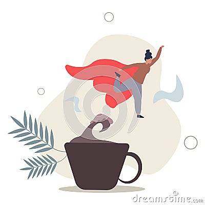 Coffee break to refresh or boost energy, morning routine to help focus and boost productivity, relax or awaken with tea break Cartoon Illustration