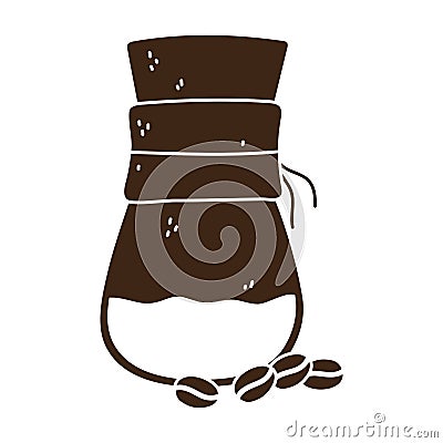 Coffee brewing methods, chemex coffee with a grains silhouette icon style Vector Illustration