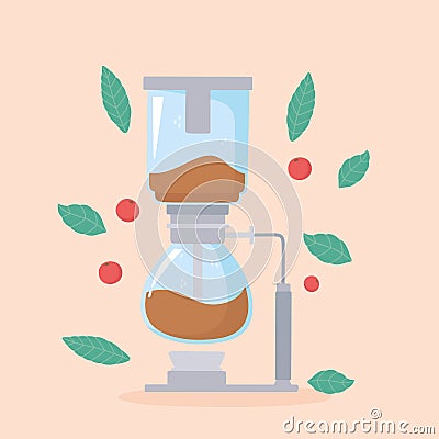 Coffee brewing methods, syphon detailed stylish modern Vector Illustration