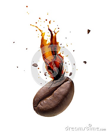 Coffee bursting out from coffee bean Stock Photo