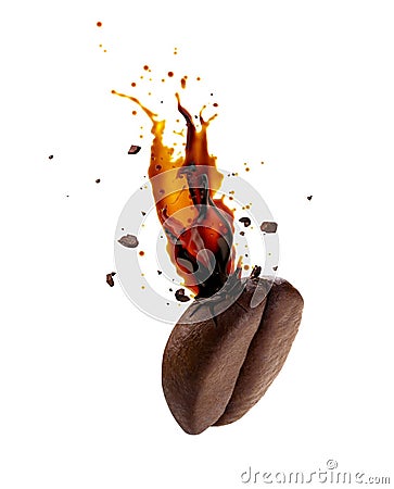 Coffee bursting out from coffee bean Stock Photo