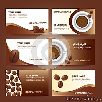 Coffee business card template vector set design Vector Illustration