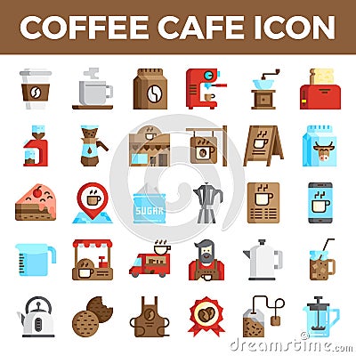 Coffee cafe flat icons Vector Illustration