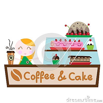 Coffee cake shop Vector Illustration