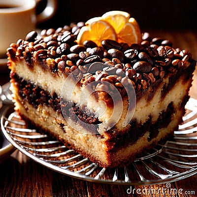 Coffee Cake , traditional popular sweet dessert cake Stock Photo