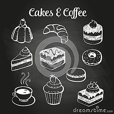 Coffee & Cakes Chalkboard Vector Illustration