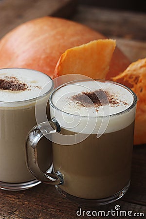 Coffee cappuccino with cinnamon on the table Stock Photo