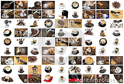 Coffee and Cappuccino Collage Stock Photo