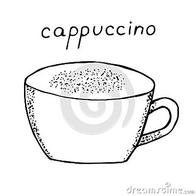 Coffee cappuccino, hand drawing vector illustration sketch Vector Illustration