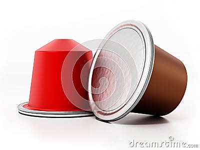 Coffee capsules isolated on white background. 3D illustration Cartoon Illustration