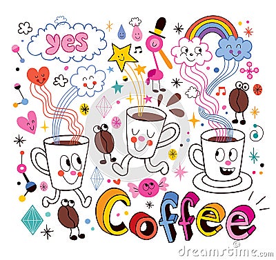 Coffee cartoon illustration Vector Illustration