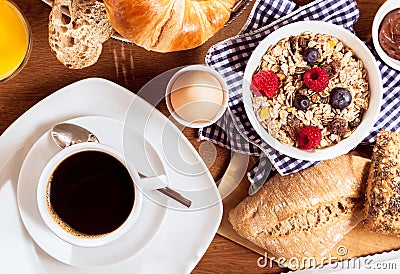 Coffee and cereal breakfast Stock Photo