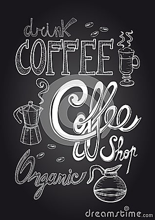 Coffee chalkboard illustration Vector Illustration