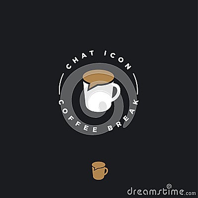 Coffee chat emblem. Coffee break logo. Communication or chat logo. Vector Illustration