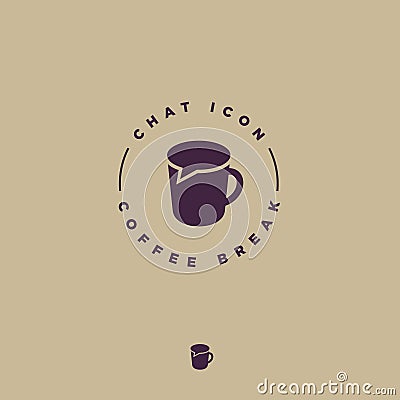 Coffee chat emblem. Coffee break logo. Communication or chat logo. Vector Illustration