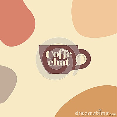 Coffee chat emblem. Coffee logo. Cup handle like speech bubble. Vector Illustration