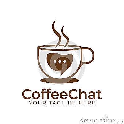 Coffee chat logo design Vector Illustration