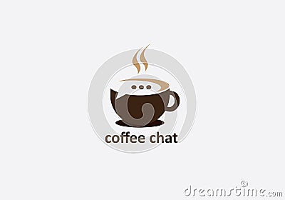 Coffee Chat Modern Logo Design Vector Illustration