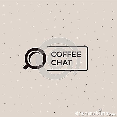Coffee chat old school logo. Cup with a black energy drink. Vector Illustration