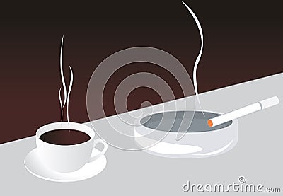 Coffee and cigarette Vector Illustration