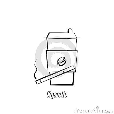 Coffee and cigarette hand draw icon. Element of coffee illustration icon. Signs and symbols can be used for web, logo, mobile app Vector Illustration