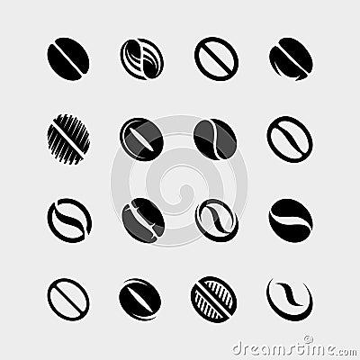 Coffee collection beans set. Vector Vector Illustration