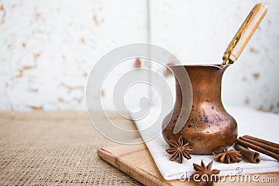 Coffee in a copper turk Stock Photo