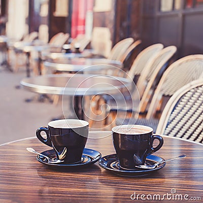 Coffee in cozy street cafe Stock Photo