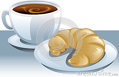 Coffee and a croissant Vector Illustration