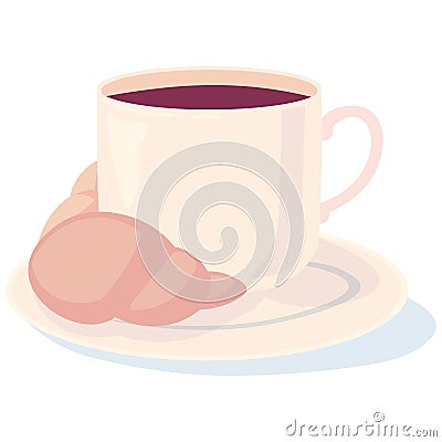 Coffee with a croissant for your loved one Vector Illustration