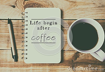 Quotes Life Begin After Coffee Stock Photo