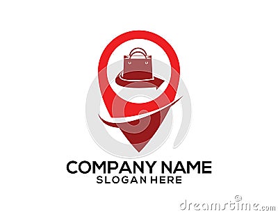 shopping mall market gps location pointer vector icon logo design Stock Photo