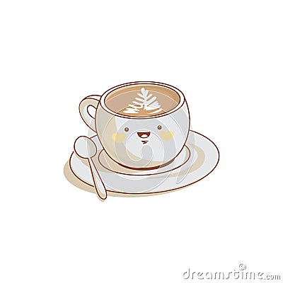 Coffee cup character cute cartoon kawaii Vector Illustration