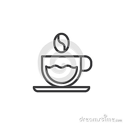 Coffee cup and coffee bean line icon Vector Illustration