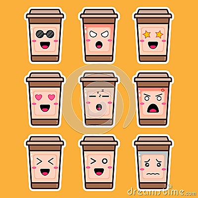 Coffee cup emoticon Vector Illustration