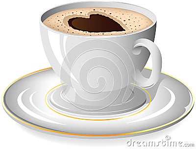 Coffee cup with Heart Vector Illustration
