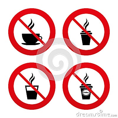 Coffee cup icon. Hot drinks glasses symbols Vector Illustration