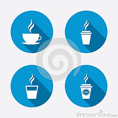 Coffee cup icon. Hot drinks glasses symbols Vector Illustration