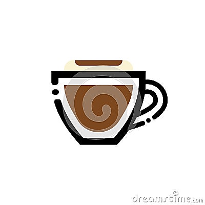 Cappuccino. Coffee cup line art illustration. Line icon- cup Vector Illustration