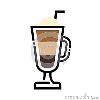 Mocha. Coffee cup line art illustration. Line icon- cup Vector Illustration