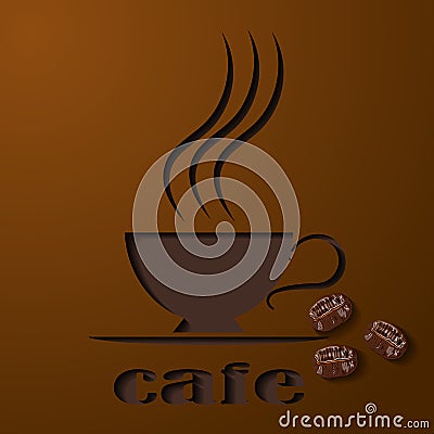 Coffee cup. Logo cuted from paper. Stock Photo