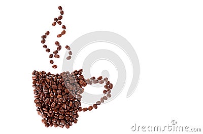 Coffee cup made from coffee beans isolated on white background Stock Photo