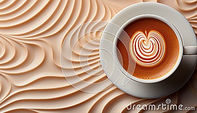 Coffee cup, milk wave, hot drink, chocolate foam, freshness generated by AI Stock Photo
