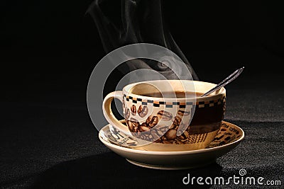 Coffee cup pairs a smoke Stock Photo